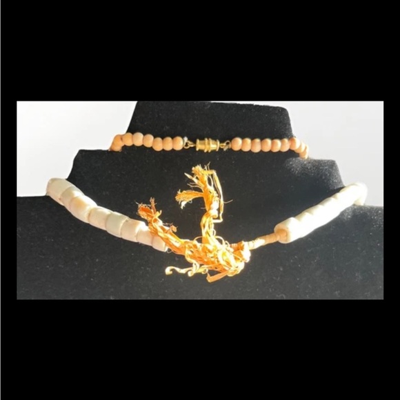 African Tribal Necklaces ~wood~clay~White Goomba Trade Beads - Picture 7 of 7